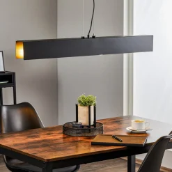 Hængelampe Gentor 4, længde 96 cm i sort