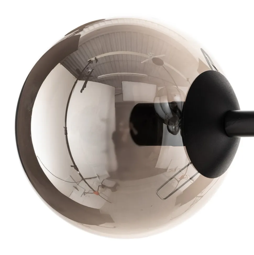 Hængelampe Glassy, 6 lyskilder, sort, grafit, glas, 110 cm