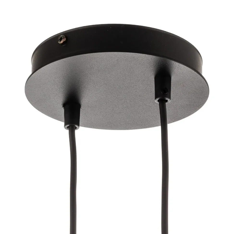 Hængelampe Glassy, 6 lyskilder, sort, grafit, glas, 110 cm