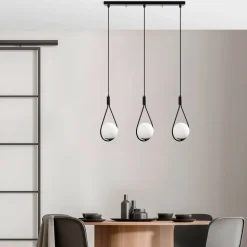 Hængelampe GMN-00009 3 lyskilder sort/opalglas