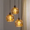 Hængelampe guld 021 3 lyskilder rondelglas Ø20cm
