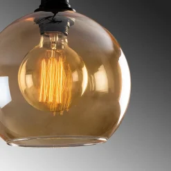 Hængelampe guld 021 3 lyskilder rondelglas Ø20cm