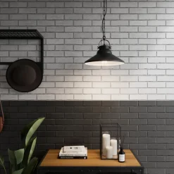 Hængelampe Iron, sort/hvid