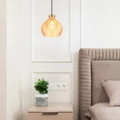 Hængelampe Jessica, Ø 22 cm, ravfarvet, glas