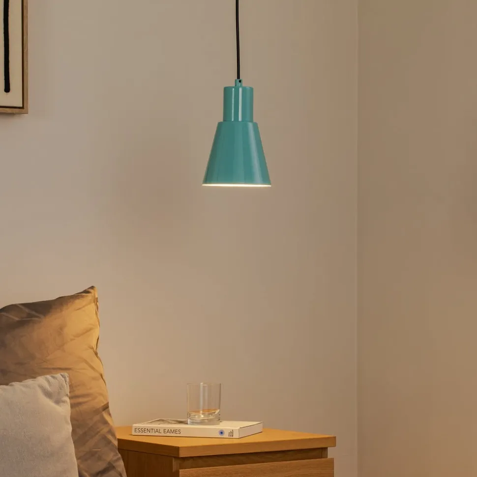 Hængelampe Konikkem, turkis, metal, Ø 14 cm, E27