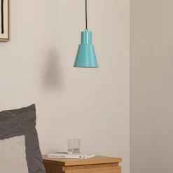 Hængelampe Konikkem, turkis, metal, Ø 14 cm, E27