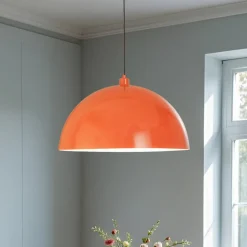 Hængelampe Kure, orange, metal, Ø 60 cm, E27