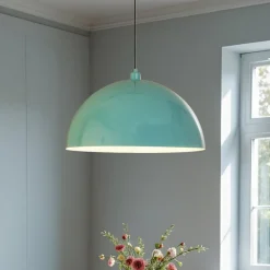 Hængelampe Kure, turkis, metal, Ø 60 cm, E27