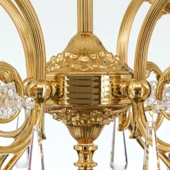 Hængelampe La Boheme, guld, 5 lyskilder, krystalglas