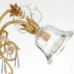 Hængelampe La Boheme, guld, 5 lyskilder, krystalglas