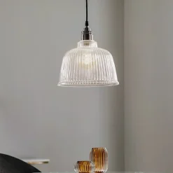 Hængelampe Leana, glas klar, 1 lyskilde, krom