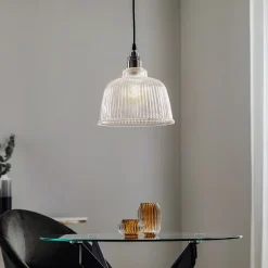 Hængelampe Leana, glas klar, 1 lyskilde, krom