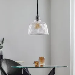 Hængelampe Leana, glas klar, 1 lyskilde, krom