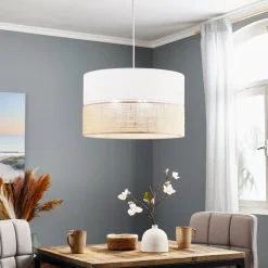 Hængelampe Linobianco med jute