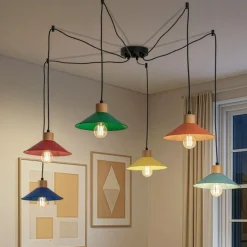Hængelampe Manavgat, 6 lyskilder, flerfarvet, længde 144 cm