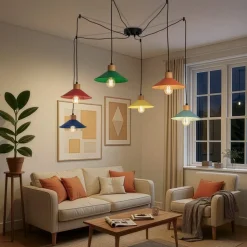 Hængelampe Manavgat, 6 lyskilder, flerfarvet, længde 144 cm