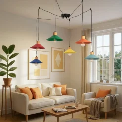 Hængelampe Manavgat, 6 lyskilder, flerfarvet, længde 144 cm