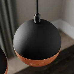 Hængelampe Midnight i sort/kobber 3-faset lang