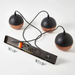 Hængelampe Midnight i sort/kobber 3-faset lang