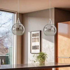 Hængelampe Monte i glas, 1 lyskilde, sølv