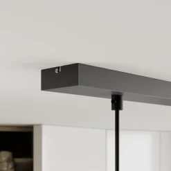 Hængelampe Muza 3 lyskilder lang sort/lys træ