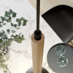 Hængelampe Muza 3 lyskilder lang sort/lys træ