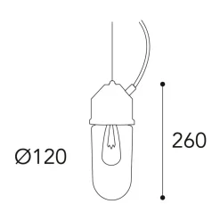 Hængelampe 1951N, antik messing, lige glas, klar