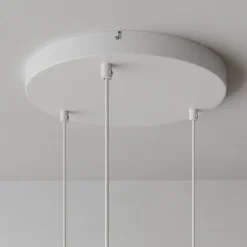 Hængelampe Noak med 3 lyskilder, rund, hvid/naturtræ