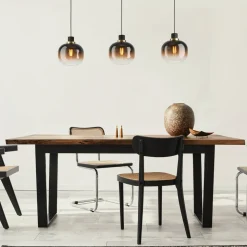 Hængelampe Oilella, sortbrun, længde 95 cm, glas, 3 lyskilder.