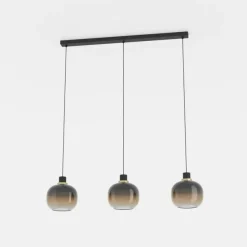Hængelampe Oilella, sortbrun, længde 95 cm, glas, 3 lyskilder.