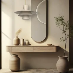 Hængelampe Plato, beige, metal, Ø 38 cm, E27