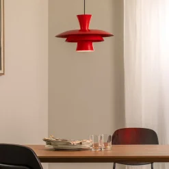 Hængelampe Plato, rød, metal, Ø 38 cm, E27