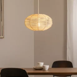 Hængelampe RATTAN, Ø 40 cm, naturbrun, Rattan, E27