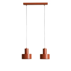 Hængelampe Rif 2, teglrød, 2 lyskilder, lineær, stål