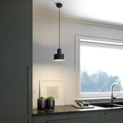 Hængelampe Rif i metal, sort, Ø 15 cm