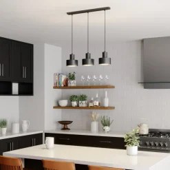 Hængelampe Rif, lineær med 3 lyskilder, sort