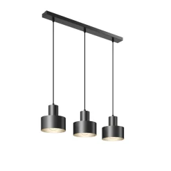 Hængelampe Rif, lineær med 3 lyskilder, sort
