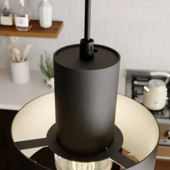 Hængelampe Rif, lineær med 3 lyskilder, sort