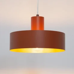 Hængelampe Rif M, teglrød, 1 lyskilde, Ø 25 cm, stål