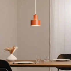 Hængelampe Rif S, teglrød, 1 lyskilde, Ø 15 cm, stål