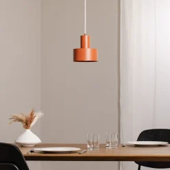 Hængelampe Rif S, teglrød, 1 lyskilde, Ø 15 cm, stål