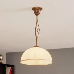 Hængelampe Roma i hvid og brun, 1 lyskilde