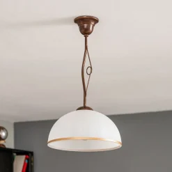 Hængelampe Roma i hvid og brun, 1 lyskilde