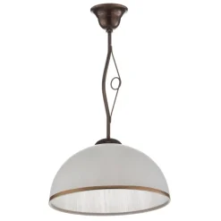 Hængelampe Roma i hvid og brun, 1 lyskilde