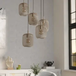 Hængelampe Romazzina, sandfarvet, stål, Ø 50 cm, 5 lyskilder.