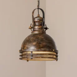 Hængelampe Saglam, 1 lyskilde, antik messing, Ø 30 cm, metal