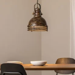 Hængelampe Saglam, 1 lyskilde, antik messing, Ø 30 cm, metal