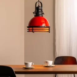 Hængelampe Saglam 3762, rød/sort, jern, Ø 32 cm