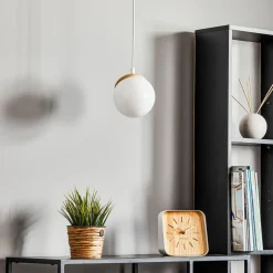 Hængelampe Sfera 1 lyskilde glas/træ lys