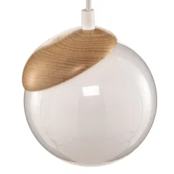 Hængelampe Sfera 1 lyskilde glas/træ lys